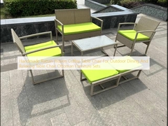 Handmade Rattan Woven Coffee Table Chair Untuk Makan Di Luar Ruang Dan Relaksasi Meja Kursi Ottoman Furniture Sets