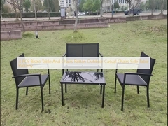 4 PCS Bistro Meja Dan Kursi Rattan Outdoor Casual Kursi Meja samping Balkon
