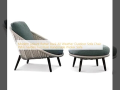 Modern Leisure Rattan kembali Semua Cuaca Outdoor Sofa Kursi Patio Furnitur Kebun buatan tangan Wicker Sofa