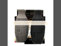 Outdoor Vase Lipat Desain Outdoor Meja Makan Dan Kursi PE Rattan Desain Terbaik Meja Dalam Ruangan Berwarna-warni Set