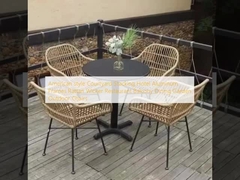 Gaya Amerika Courtyard Stacking Hotel Aluminium Frame Rattan Wicker Restaurant Balkon Dining Garden Outdoor Chairs