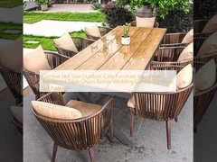 Cina Hot Sale Outdoor Cafe Furniture Aluminium Restoran Meja Kursi Rattan Wedding Garden Furniture Set Rattan