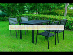 5 Piece Extendable Modern Hitam China Produsen Kayu Metal Kursi Patio Taman Furnitur Luar ruangan