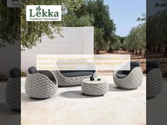 Nordic Outdoor Sofa Pengadilan Villa Balkon Kursi Vine Kombinasi furnitur Taman Luar Ruangan Waterproof Sunscreen Sofa rekreasi