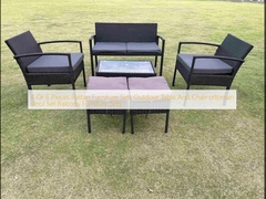 4 atau 6 Piece Rattan Furniture Sets Outdoor Table And Chair Ottoman Stool Set Balkon Furniture Sets