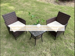 Desain Elegan Grosir Sofa Rattan Desain Waterproof Indoor Outdoor Sofa Meja Kursi Meja Makan Meja Ottoman Furniture Set