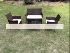 Cina Pabrik Grosir Rattan Sofa Desain Waterproof Indoor Outdoor Sofa Meja Kursi Meja Makan Meja Ottoman Furniture Set