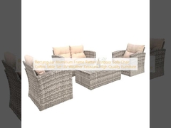 Aluminium rangka persegi panjang Rattan Outdoor Sofa Kursi Meja Kopi Set UV cuaca tahan Perabotan berkualitas tinggi